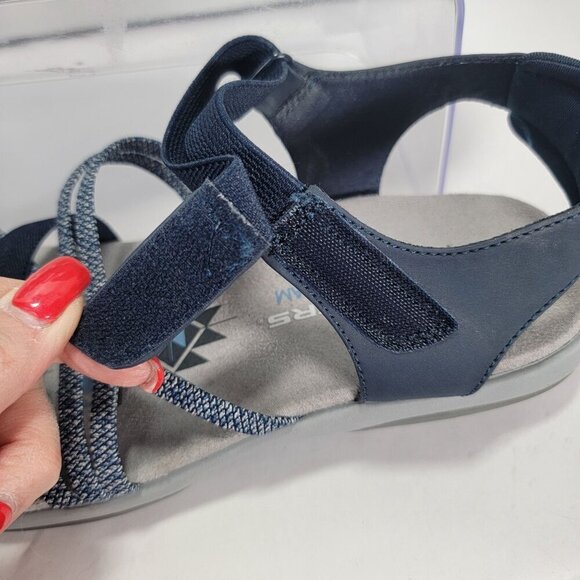 Skechers Womens 9 Navy Strappy Sandals Open Toe Comfortable Casual Summer - Picture 3 of 10